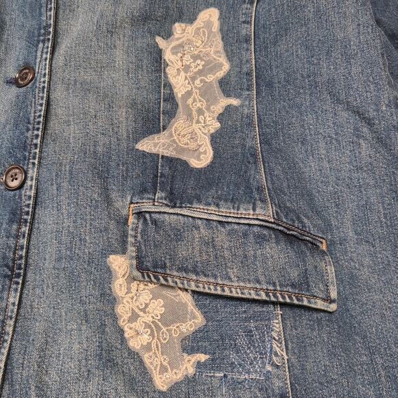 LRL Ralph Lauren Lace Patchwork Denim Blazer Womens Size 22W Blue Indigo NEW NWT - Picture 7 of 16